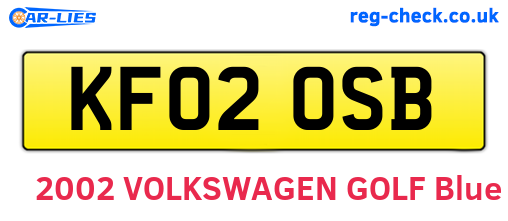 KF02OSB are the vehicle registration plates.