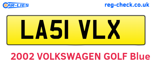 LA51VLX are the vehicle registration plates.