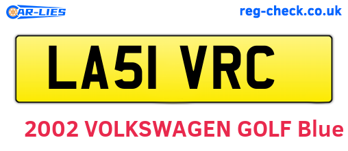 LA51VRC are the vehicle registration plates.