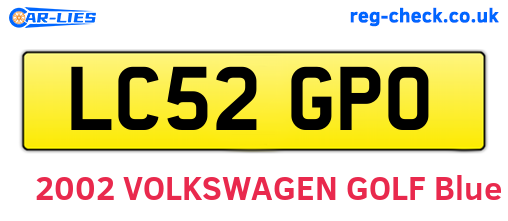 LC52GPO are the vehicle registration plates.