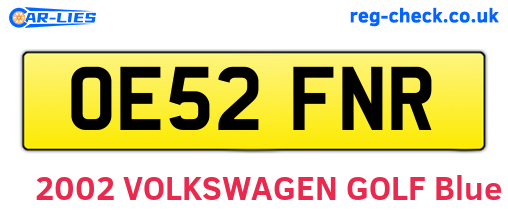 OE52FNR are the vehicle registration plates.