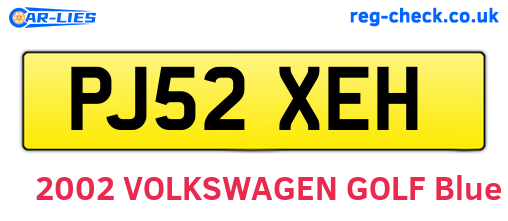 PJ52XEH are the vehicle registration plates.