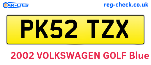 PK52TZX are the vehicle registration plates.