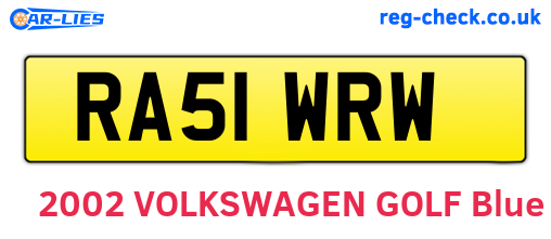RA51WRW are the vehicle registration plates.