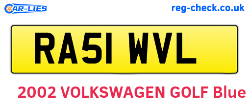 RA51WVL are the vehicle registration plates.