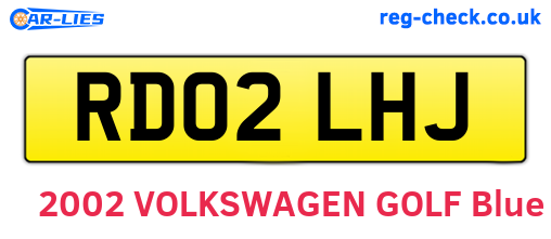 RD02LHJ are the vehicle registration plates.