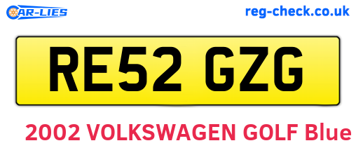 RE52GZG are the vehicle registration plates.