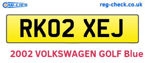 RK02XEJ are the vehicle registration plates.