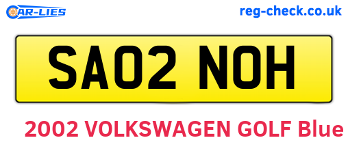 SA02NOH are the vehicle registration plates.