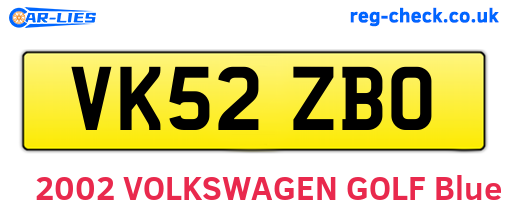 VK52ZBO are the vehicle registration plates.