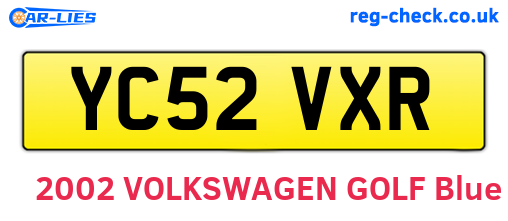 YC52VXR are the vehicle registration plates.