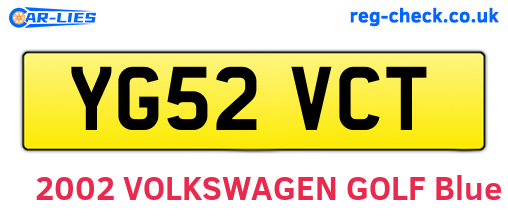 YG52VCT are the vehicle registration plates.