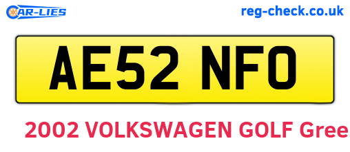 AE52NFO are the vehicle registration plates.