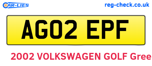 AG02EPF are the vehicle registration plates.