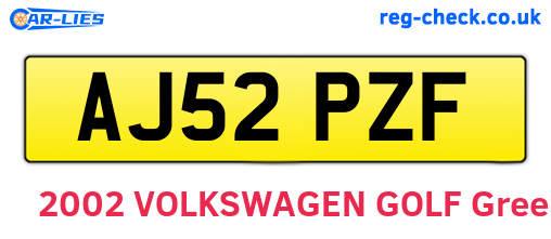 AJ52PZF are the vehicle registration plates.