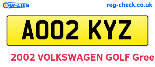 AO02KYZ are the vehicle registration plates.