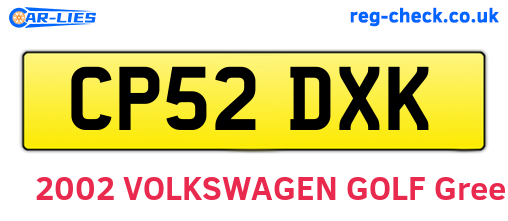 CP52DXK are the vehicle registration plates.