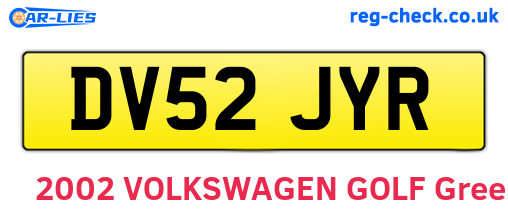 DV52JYR are the vehicle registration plates.