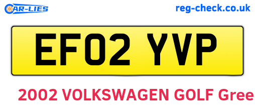 EF02YVP are the vehicle registration plates.