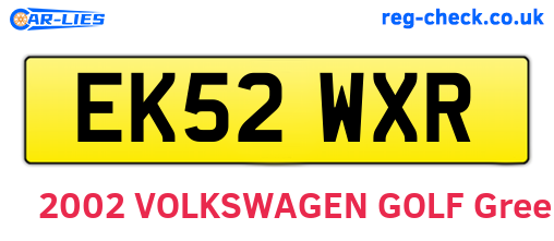 EK52WXR are the vehicle registration plates.