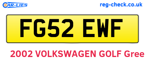 FG52EWF are the vehicle registration plates.