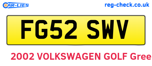 FG52SWV are the vehicle registration plates.