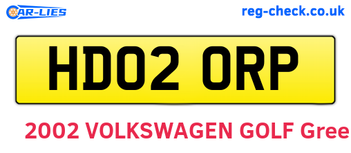 HD02ORP are the vehicle registration plates.