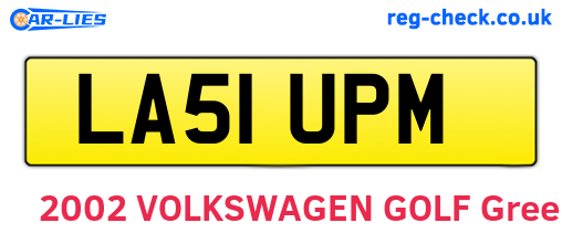LA51UPM are the vehicle registration plates.