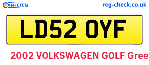 LD52OYF are the vehicle registration plates.