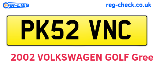 PK52VNC are the vehicle registration plates.