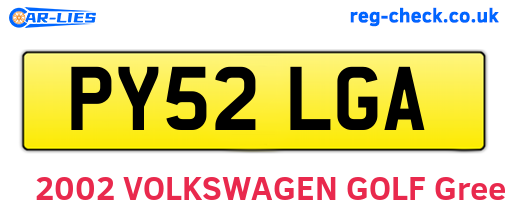 PY52LGA are the vehicle registration plates.