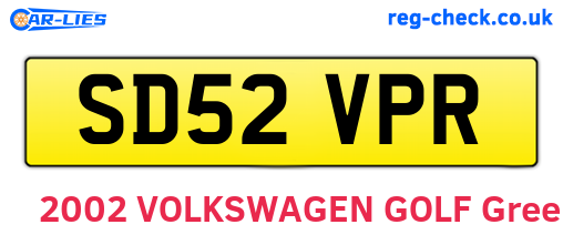 SD52VPR are the vehicle registration plates.