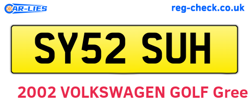SY52SUH are the vehicle registration plates.
