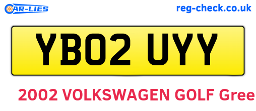 YB02UYY are the vehicle registration plates.