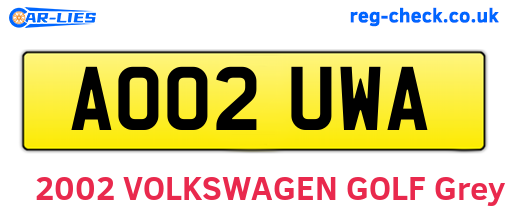 AO02UWA are the vehicle registration plates.