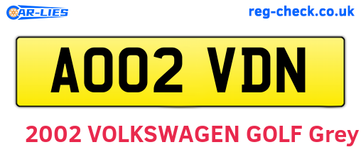 AO02VDN are the vehicle registration plates.