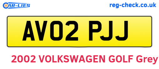 AV02PJJ are the vehicle registration plates.