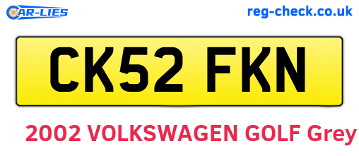 CK52FKN are the vehicle registration plates.