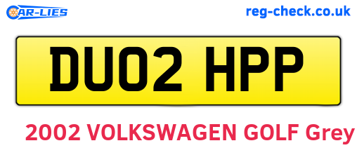 DU02HPP are the vehicle registration plates.