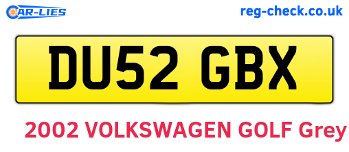 DU52GBX are the vehicle registration plates.