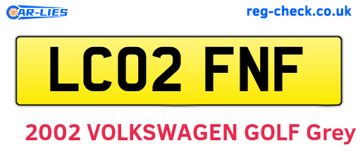 LC02FNF are the vehicle registration plates.