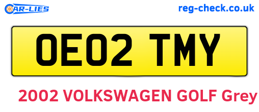 OE02TMY are the vehicle registration plates.