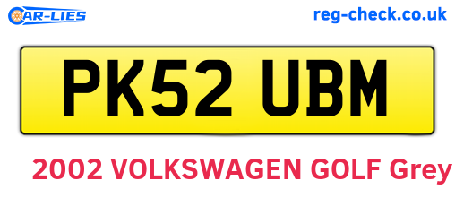 PK52UBM are the vehicle registration plates.