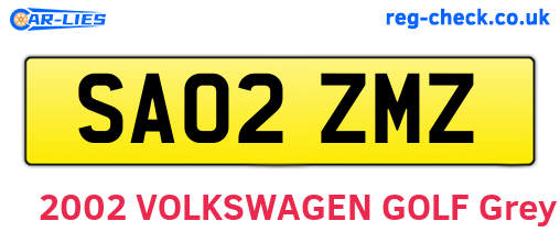 SA02ZMZ are the vehicle registration plates.