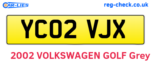 YC02VJX are the vehicle registration plates.