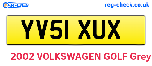 YV51XUX are the vehicle registration plates.