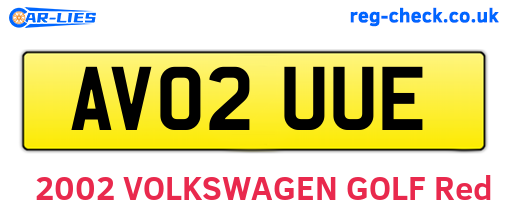 AV02UUE are the vehicle registration plates.