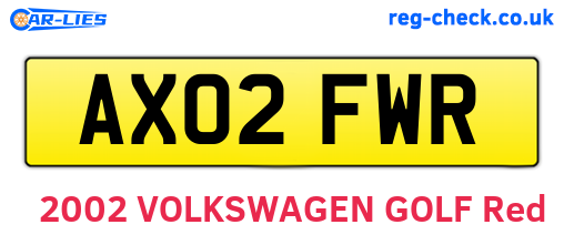 AX02FWR are the vehicle registration plates.