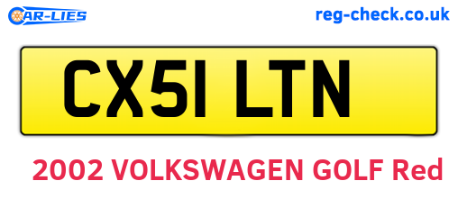 CX51LTN are the vehicle registration plates.