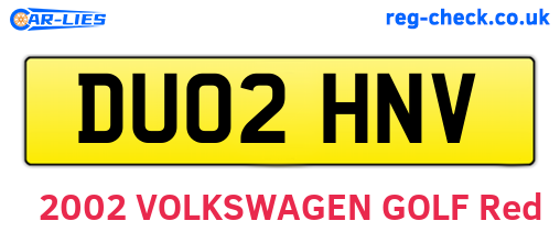 DU02HNV are the vehicle registration plates.